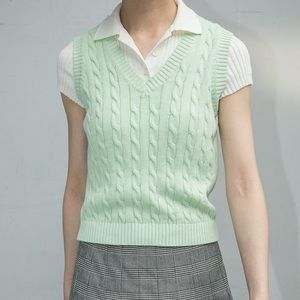 brandy melville green marlena vest